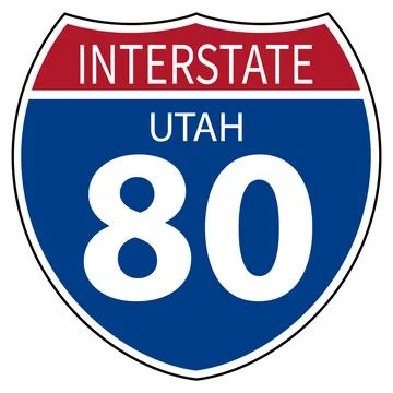 Interstate highway 80 road sign in Utah. Interstate 80 (I-80) Utah UT US 스톡 일러스트