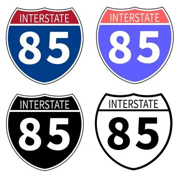 Interstate highway 85 road icon. Interstate highway 85 road sign. Stock Illustration
