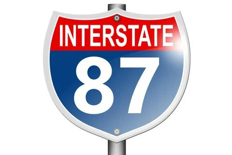 Interstate highway 87 road sign isolated on white background Stock Illustration