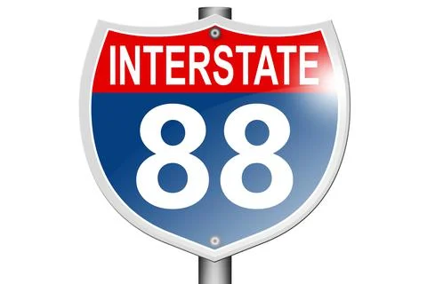 Interstate highway 88 road sign isolated on white background Stock Illustration