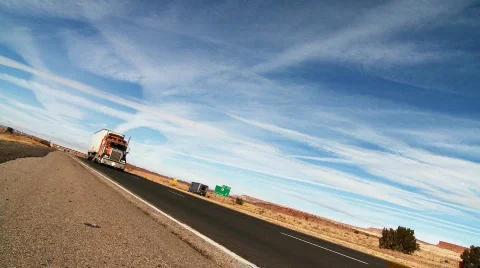 Interstate Highway Semi Truck Stock Footage