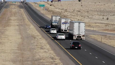 Interstate Highway Semi Trucks Stock Footage 1058978