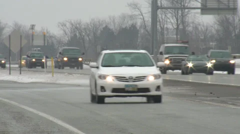 Interstate Highway Traffic in the winter I-271 Stock Footage 35260778