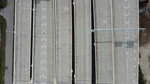Interstate HorizontalLines Overhead PushForward RAW 2K Stock Footage 260516952