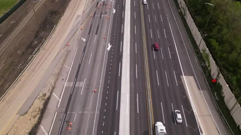 Interstate I 80 highway road in Chicago with traffic. trucks and cars Stock Footage 248114784