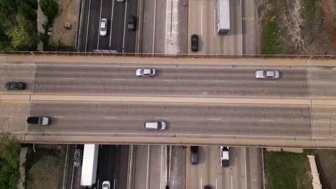 Interstate I 80 highway road in Chicago with traffic. trucks and cars Stock Footage 248115008