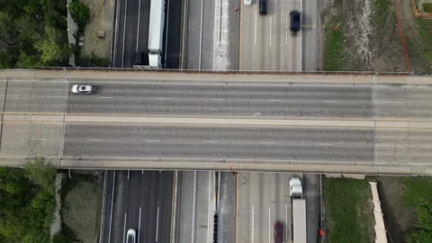 Interstate I 80 highway road in Chicago with traffic. trucks and cars Stock Footage 248115015