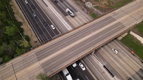 Interstate I 80 highway road in Chicago with traffic. trucks and cars Stock Footage 248115038