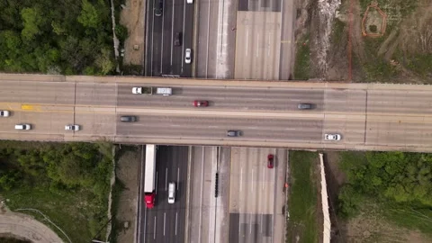 Interstate I 80 highway road in Chicago with traffic. trucks and cars Stock Footage 248115066
