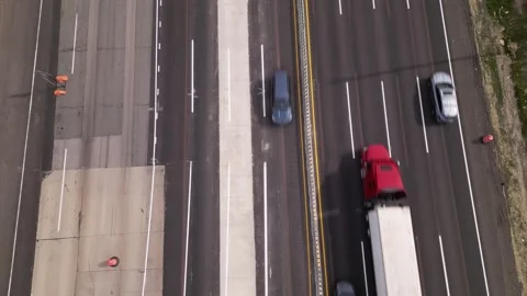 Interstate I 80 highway road in Chicago with traffic. trucks and cars Stock Footage 248115068