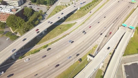 Interstate I95 195 Highway Traffic  Providence Rhode Island Drone 4K Stock Footage 113140840