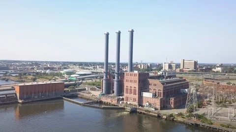 Interstate I95 195 Highway Traffic  Providence Rhode Island Drone 4K Stock Footage 113141201
