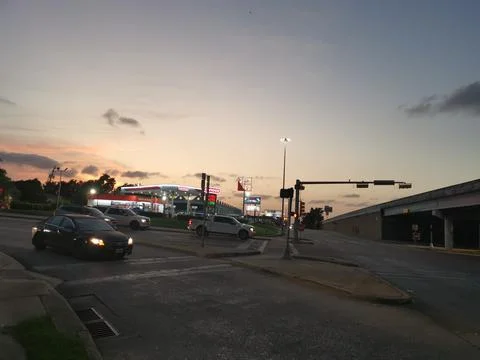 Interstate Intersection Early Morning Beautiful Sky Stock Photos