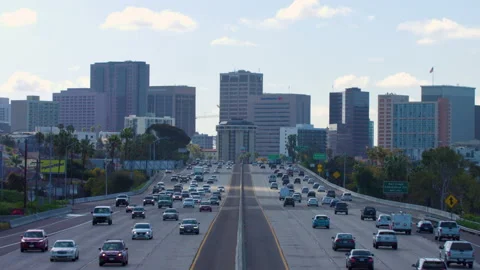 Interstate leading into and out of downtown San Diego city Stock Footage 133614670