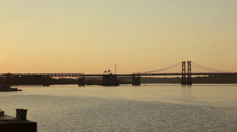 Interstate Mississippi river bridge at dusk Stock-Footage 41852279