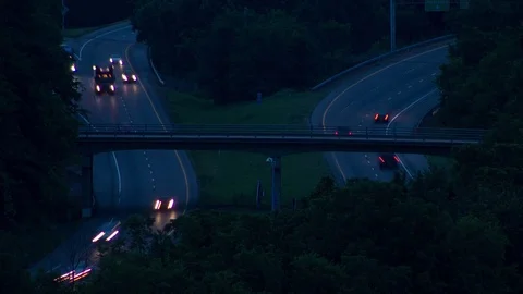 Interstate Night Traffic Timelapse Stock Footage 76942611