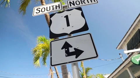 Interstate number 1 road sign in Key West, Florida. 스톡 동영상 104318213