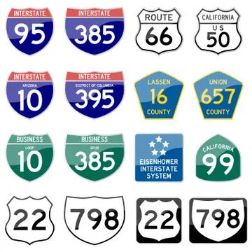 Interstate Route Sign Glossy Vector Stock Illustration