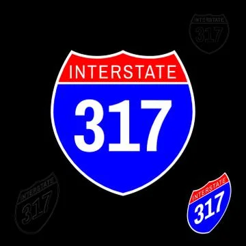 Interstate sign. Isolated on black background. Vector colorful illustration. Иллюстрация