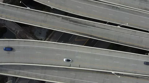 Interstate Spiral Descend Overhead RAW 2K Stock Footage 260517372