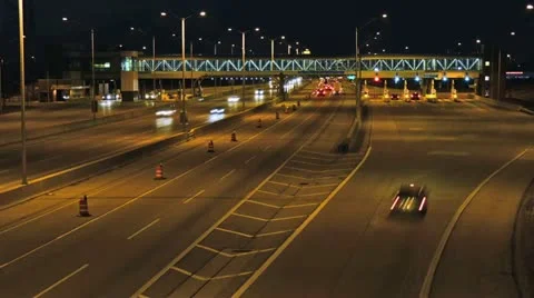 Interstate Tollway Night Time Lapse Stock Footage 12405377
