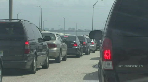 Interstate Traffic Comes To A Stop On Bridge Stock Footage 512343