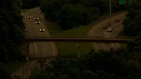 Interstate Traffic Evening Timelapse Stock Footage 76942522