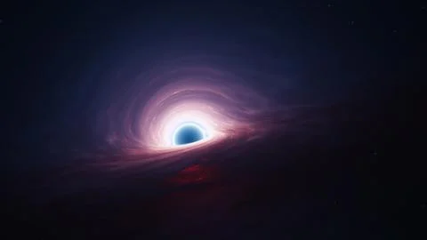 Interstellar Black Hole with glowing Accretion Disk and Singularity Nucleus Stock Illustration
