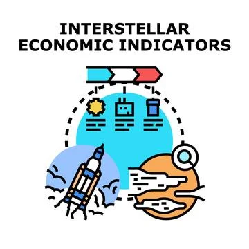 Interstellar economic indicators analyzing global business development Stock Illustration