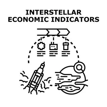 Interstellar economic indicators analyzing global business development Stock Illustration