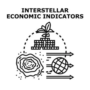 Interstellar economic indicators analyzing space trade and growth Stock Illustration