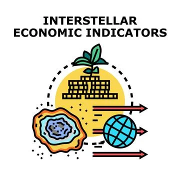 Interstellar economic indicators analyzing space trade and growth Stock Illustration