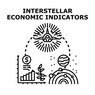 Interstellar economic indicators planning space exploration growth 库存插图