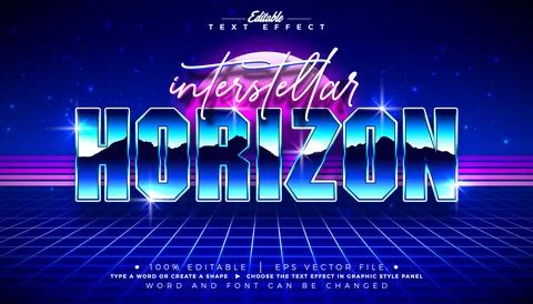 Interstellar Horizon Editable Text Effect with Retro Chrome Style Typography  Stockillustratie