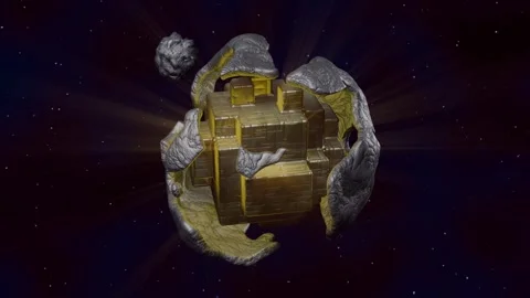 Interstellar object, alien probe inside comet. 3d animation render. 스톡 동영상 328945978