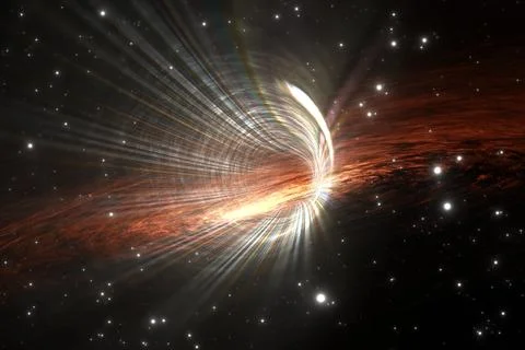 Interstellar space-time tunnel, journey to a distant galaxy 스톡 일러스트