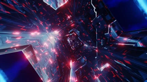 Interstellar Spaceship Hallway Animated Loop Stock Footage 299681138