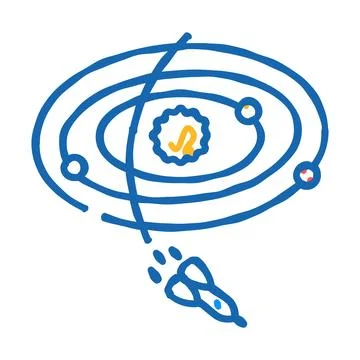 Interstellar travel space exploration icon doodle illustration Stock Illustration