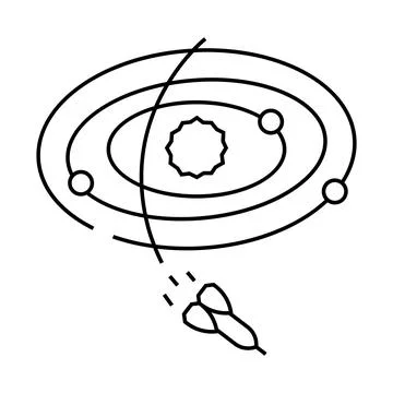 Interstellar travel space exploration line icon vector illustration Stock Illustration