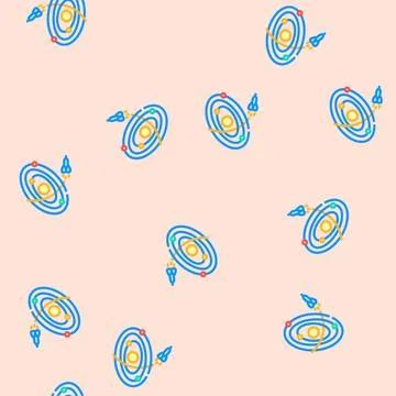 Interstellar travel space exploration vector seamless pattern 스톡 일러스트