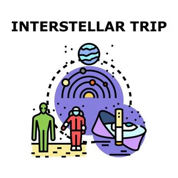 Interstellar trip concept vector color icon Stock Illustration