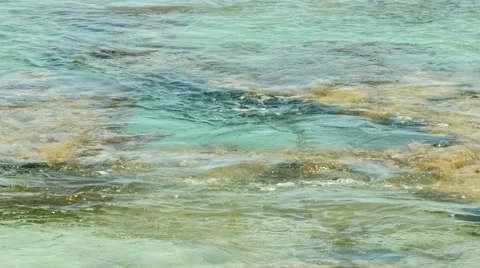 Intertidal zone with clear blue water showing sea waves swelling and rising o Stock Footage 61532207
