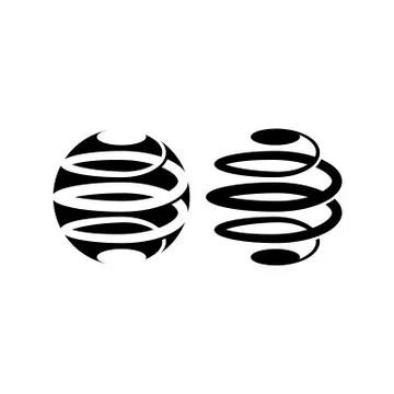 Intertwine in a spiral logo structure the black and white spherical shape, ab Stock Illustration