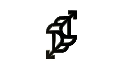 Intertwined up and down arrow symbol rotating 4K Stock Footage 339384744