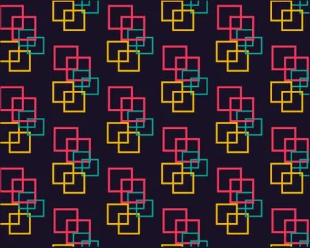 Intertwined bright squares on a dark background Stock Illustration