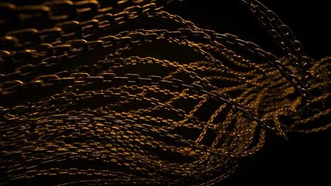 Intertwined Chains Against Dark Background Foto stock