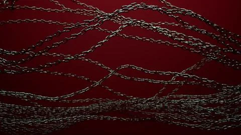 Intertwined Chains on Red Background Stock Photos