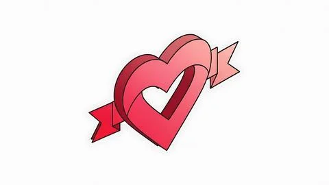 Intertwined hearts with arrows Stock Illustration