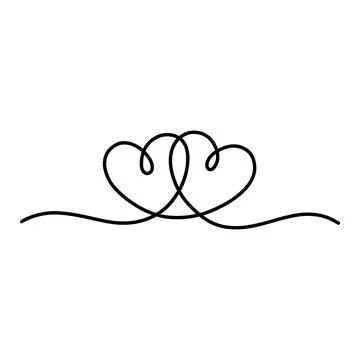 Intertwined hearts created with a single continuous line drawing Stock Illustration