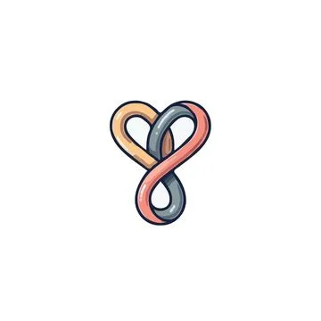 Intertwined hearts creating an infinity symbol illustrate everlasting love .. 库存插图